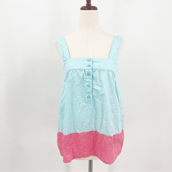 Lake Pajamas Blue and Pink Colorblock Pajama Top Small - Picture 1 of 7